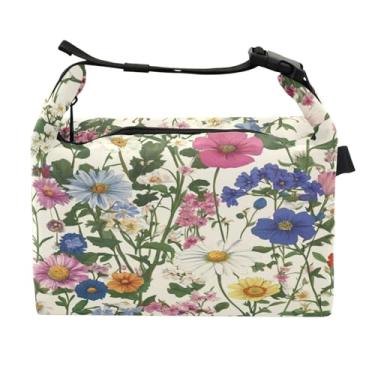 Imagem de STAYTOP Lancheira vintage lindas flores silvestres com fivela, lancheira isolada para meninos e meninas, lancheira térmica para trabalho escolar