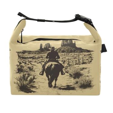 Imagem de STAYTOP Lancheira vintage de cowboy para equitação no deserto com fivela de alça, lancheira isolada para meninos e meninas, lancheira térmica para trabalho escolar