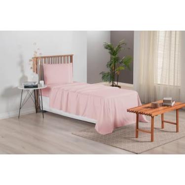Imagem de Jogo de Lençol Solteiro Versatile Ponto Palito Completo 3 Peças Micropercal 300 Fios 100% Poliéster (Rosê)
