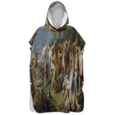 Imagem de Joisal Pintura clássica de ninfas poncho de surfe trocador roupão adulto praia banho com capuz toalhas com capuz plus size homens mulheres poncho com capuz