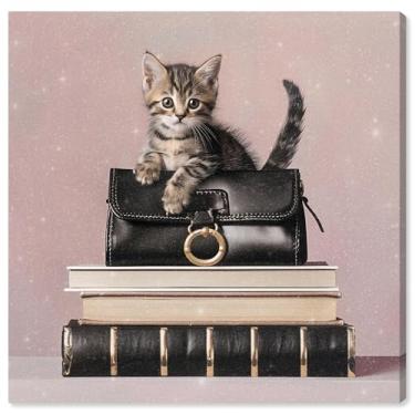 Imagem de Art Remedy Little Kitty Books and Bag Canvas Fashion Pet Art, Gallery Wrapped, 40.6 cm x 40.6 cm