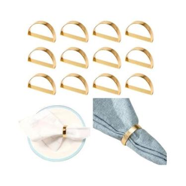 Imagem de Conjunto De 12 Anéis De Guardanapo Dourados Em Ferro Fundido Polido Pa