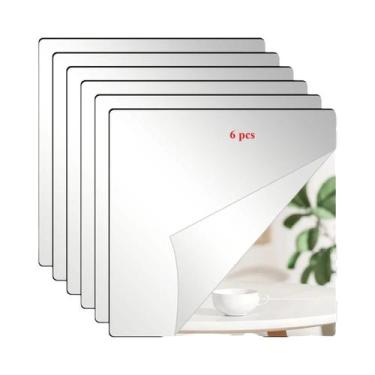 Imagem de Adesivos De Espelho Acrílico Quadrados 2D Com Cantos Arredondados 4 Po