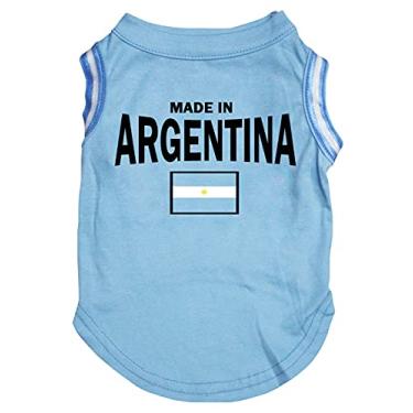 Imagem de Petitebella Camiseta para cachorro filhote de cachorro Made in Argentina (azul/bandeira, 3GG)