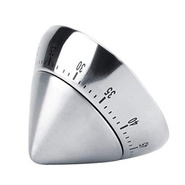 Imagem de GLOGLOW Temporizador de Aço Inoxidável, Contagem Regressiva de 60 Minutos, Alarme Alto, Base Magnética, para Cozinhar e Assar Temporizador de Cozinha Mecânico, Nan (Prata)