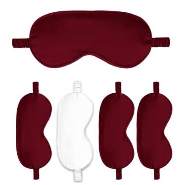 Imagem de Máscaras de dormir pacote com 5 capas de seda para olhos de cetim máscara blackout sedosa macia para olhos para dormir capas para presentes de dama de honra