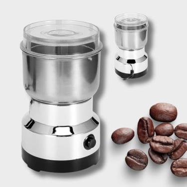 Imagem de Moedor de Café Elétrico Inox 110V Portátil Alta Potência Trituração Fina para Grãos Especiarias Temperos Mini Triturador Doméstico Cozinha Rápido Resistente Durável