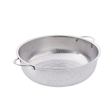 Imagem de Escorredor cesta de drenagem duas alças aço inoxidável buraco denso coador de alimentos utensílios de cozinha dreno água filtro grosso cesta escorredores/filtro (tamanho: pequeno) ()