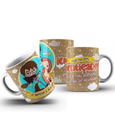 Imagem de Caneca Casal Namorados Personagens E Frases Românticas Porcelana 325ml (ENFEITIÇADO)