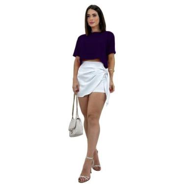Imagem de Cropped Blusinha Manga Curta Viscolycra T-shirt Soltinho Top - SWISS B