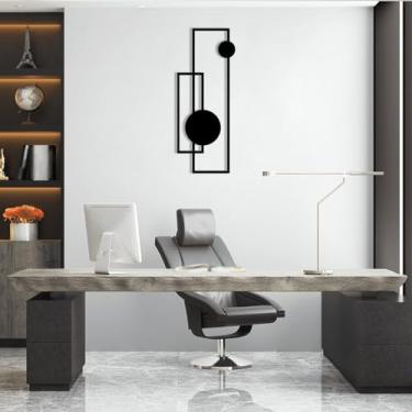 Imagem de Arte de parede de metal geométrico, arte abstrata de parede de metal, decoração de parede geométrica, arte de parede minimalista, arte de parede de linha, decoração de arte de linha de metal