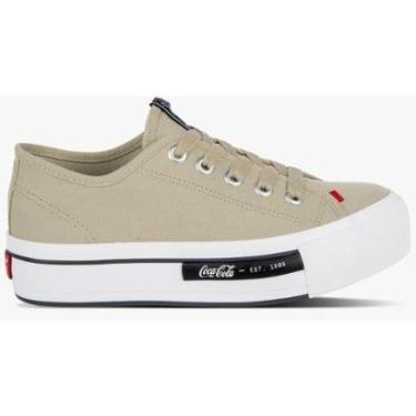 Imagem de Tênis Coca Cola Daytona Plataforma Canvas Feminino Areia Mulher Lançamento Confortável Coke Casual-Feminino