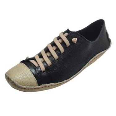 Imagem de Tênis Casual Florença Couro Preto-Feminino