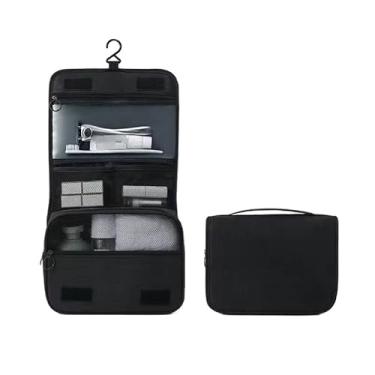 Imagem de Necessaire Organizadora Dobrável com Gancho – Bolsa Portátil Feminina para Viagem, Higiene Pessoal e Maquiagem(Preto)