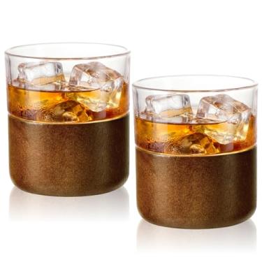 Imagem de USEEKRIL Conjunto de vidro de manga de uísque de 82 g copo de vidro isolado à moda antiga para bourbon, coquetéis, presentes de vidro de uísque para ele, homens