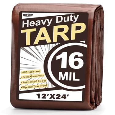 Imagem de Keten Lonas resistentes à prova d'água 30 x 61 m, extra grossas, 16 mm, resistente a rasgos e desbotamento, bloqueio UV, lona externa com ilhós reforçados para telhado, acampamento, pátio, piscina