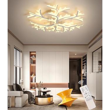 Imagem de Luminária de teto para sala de estar com controle remoto por aplicativo, lâmpada de teto LED dimerizável, luminária pendente Dendrite de design moderno para sala de estar, quarto e escritóri