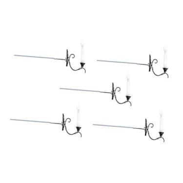 Imagem de Yunhgft Conjunto de 5 Luminárias de Parede LED em Miniatura Na Escala 1:87, para Ferromodelismo E Iluminação Pública, Preto