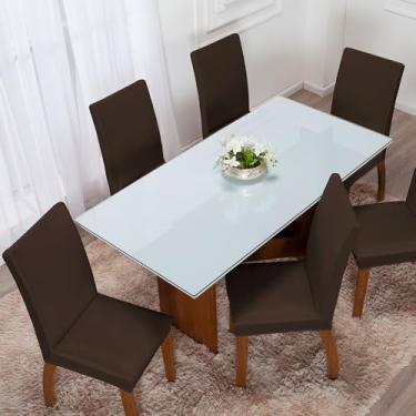 Imagem de Kit 4 Capas Protetora de Cadeira de Jantar Malha Gel Ajustável com Elástico - Lavável, Seca Rápido (4, Marrom)