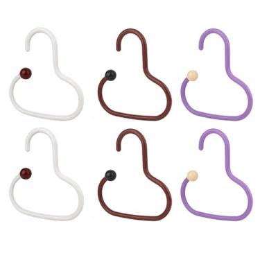 Imagem de ZZHXSM Organizador de boné de beisebol, 6 peças, ganchos de armário sem furos para guarda-roupas, cinto de gravata e protetor de cachecol, 14 x 14 cm, material PP, café, roxo, branco