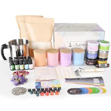Imagem de SHOWIN Kit de fabricação de velas, suprimentos de fabricação de velas DIY para adultos, kit de velas de cera de soja para iniciantes com frascos e latas de vela, decoração perfumada para casa