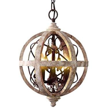 Imagem de Iluminação Pendente De Mesa De Jantar Vintage, Iluminação De 3 Luzes, Luminárias De Teto Industriais Antigas, Madeira Maciça, Lustres Globo Ajustáveis ​​E14 Estilo Chique Gasto,Vintage Para Fazer