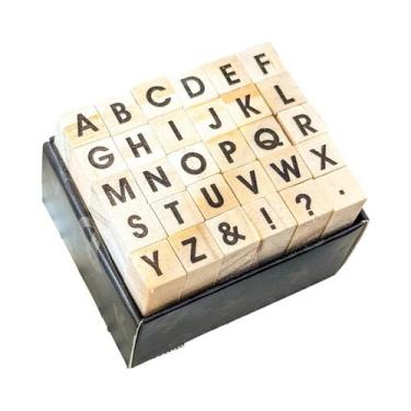 Imagem de Conjunto De Carimbos De Madeira Retro Com 30 Letras A-Z Em Inglês, Sér