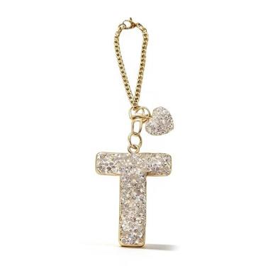 Imagem de Chaveiro com letra de strass, coração, letra inicial, cristal brilhante, monograma, personalizado, presente de coração, T, G