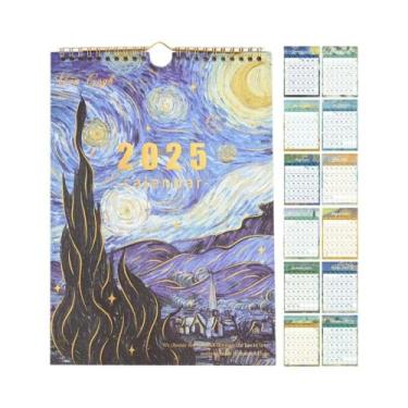 Imagem de Calendário De Parede Vintage Colorido 2025 A4 Com 12 Folhas, Planejado