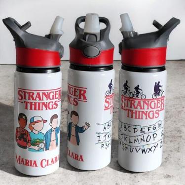 Imagem de Garrafa Squeeze Volta ás aulas Stranger Things com Bico Automático Com