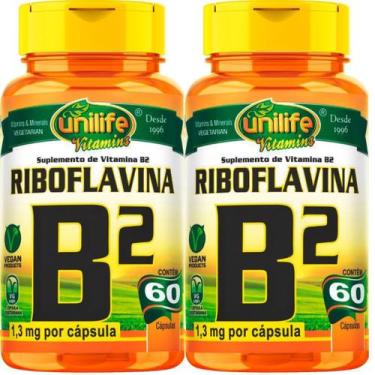 Imagem de Kit C/ 2 Un Vitamina B2 Riboflavina Pura 120 Caps Vegano Unilife, sem 