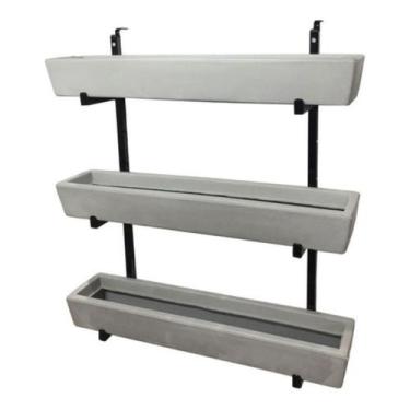 Imagem de Suporte Prateleira De Ferro Jardim Vertical 3 Floreiras 80cm - Alpe & 