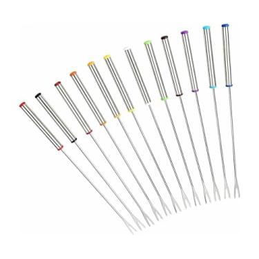 Imagem de Conjunto de 12 Garfos Fondue Aço Inoxidável com Cabos Resistentes ao Calor para Marshmallows Frutas Fontaine Chocolate Q