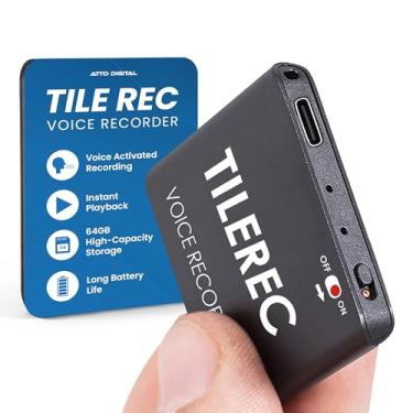 Imagem de TileRec – Gravador ativado por voz mais fino com capacidade de gravação de 145 horas, registros MP3, tempo de bateria 24 horas, capa de metal – da Atto Digital