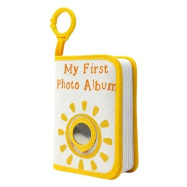 Imagem de POCREATION Meu Primeiro álbum de Fotos, Livro de Família de Tecido Macio Com Espelho de Segurança, para Bebês Recém-nascidos, Poliéster e Algodão (YELLOW)