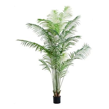 Imagem de SLGGPJBU Plantas falsas planta artificial grande palmeira artificial com vaso planta falsa folha de plástico tropical para casa jardim sala de estar decoração plantas artificiais interior ao ar livre