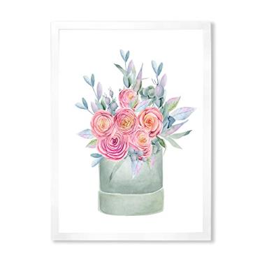 Imagem de DesignQ Caixa de presente com arte de parede emoldurada de casa de fazenda de rosas rosas rosas