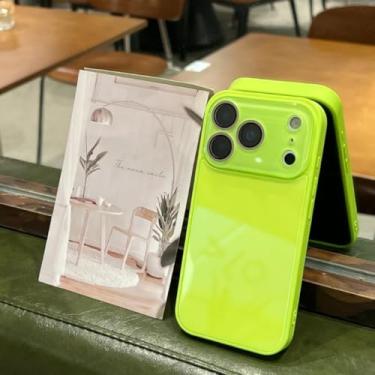 Imagem de Capa de luxo com espelho e janela grande em vidro temperado para iPhone 17, 16, 15, 14, 13, 12, 11 Pro Max, proteção de lente e resistente a impactos (para iPhone 14/Amarelo)