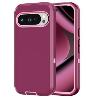 Imagem de Capa projetada para Google Pixel 9 Pro XL, [sem protetor de tela] à prova de choque/poeira/queda, proteção total de 3 camadas, capa resistente para celular para Pixel 9 Pro XL, roxo/rosa