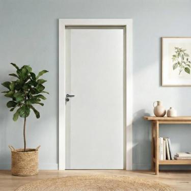 Imagem de Kit Porta de Madeira Sarrafeada com Batente e Fechadura 210x82cm SOMAD