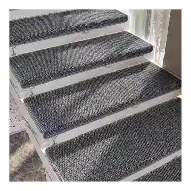 Imagem de Tapete antiderrapante Bullnose para crianças, idosos e cães - Tapetes de escada internos e protetores de tapetes para escadas de madeira, concreto e azulejo (4 peças, cinza, 80 x 30 cm)