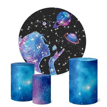 Imagem de Trio Capas Cilindro + Painel Festa Redondo 1,50m Decoração Diversos Temas (Galáxia)