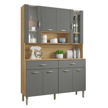 Imagem de Armário De Cozinha Com 2 Gavetas Pisa Freijó Gris