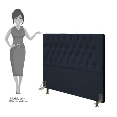 Imagem de Cabeceira Cama Box Casal King 195Cm Diamante Veludo J02 Preto