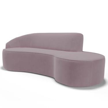 Imagem de Sofá Living 3 Lugares 260cm Braço Esquerdo Mozart D06 Veludo Rosê - Mpozenato