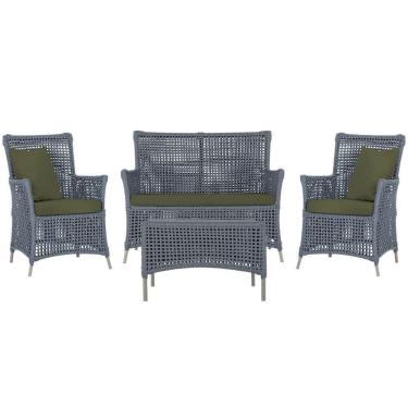 Imagem de Jogo Sofá 2 Poltronas E Mesa Igapó Fendi E13 Trama Original Prata