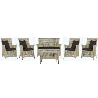 Imagem de Jogo Sofá 4 Poltronas E Mesa Igapó Preta E9 Trama Original Rami