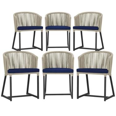Imagem de 6 Cadeiras De Jantar área Noronha Preta E10 Trama  Rami