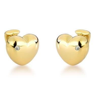 Imagem de Brincos De Coração Com Zircônia - Banhados A Ouro 18k Para Sofisticação Diária Dourado