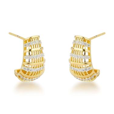 Imagem de Brincos Banhados A Ouro 18k Com Detalhe De Zircônia - Glamour Moderno